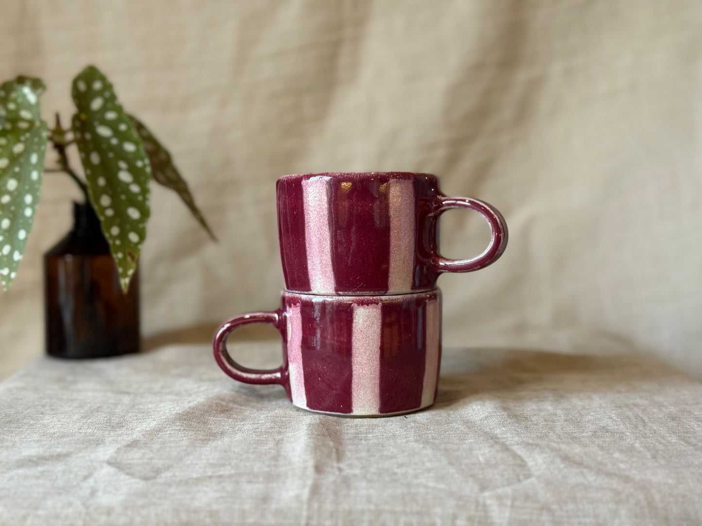 Cranberry Stripe - Espresso Mug