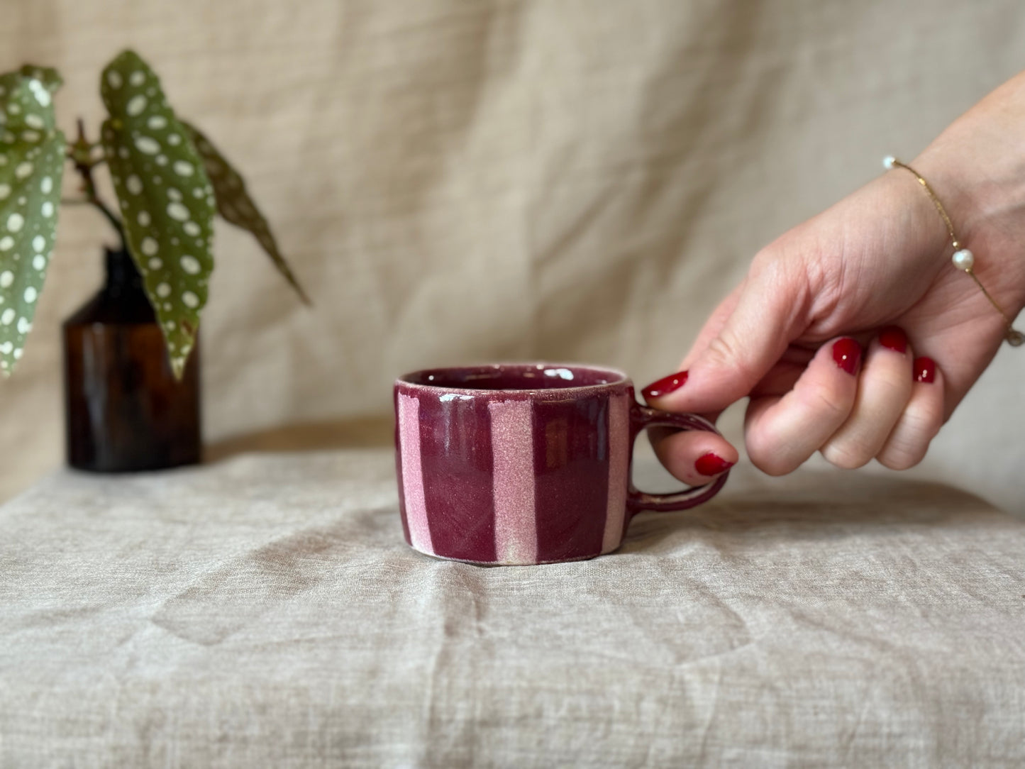 Cranberry Stripe - Espresso Mug