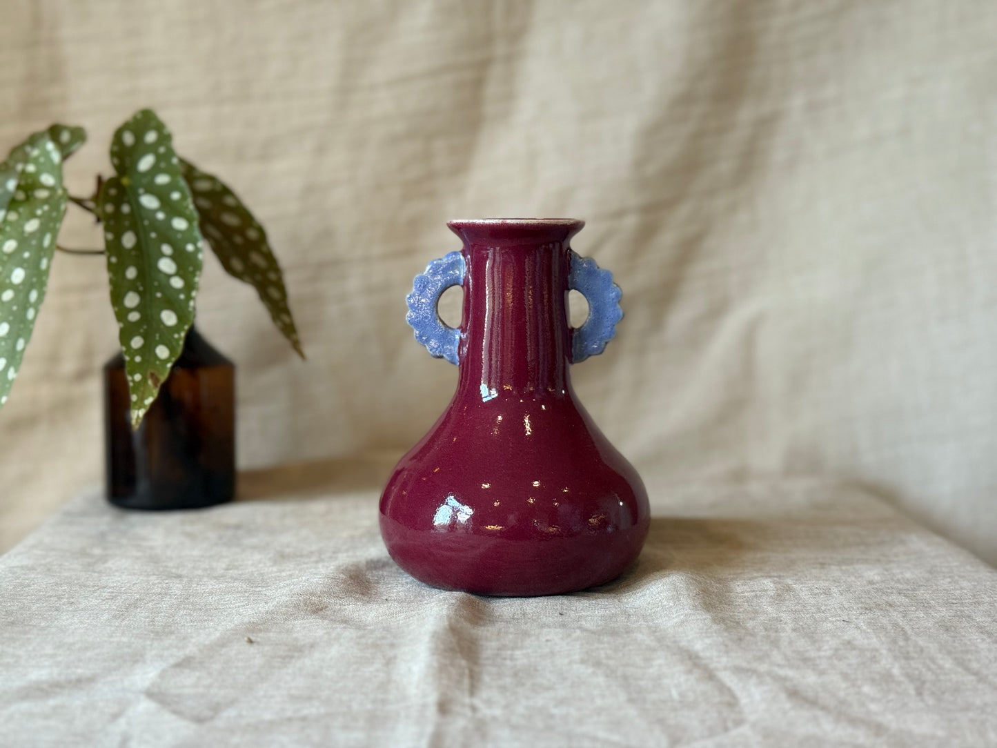 Cranberry - Bud Vase with handles