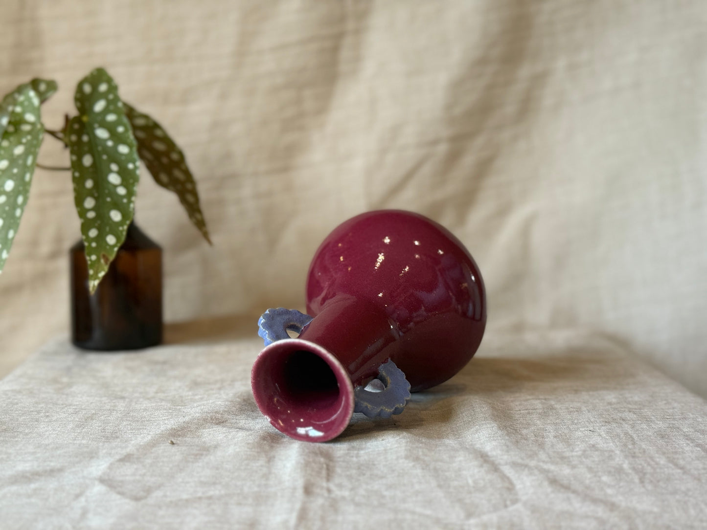 Cranberry - Bud Vase with handles
