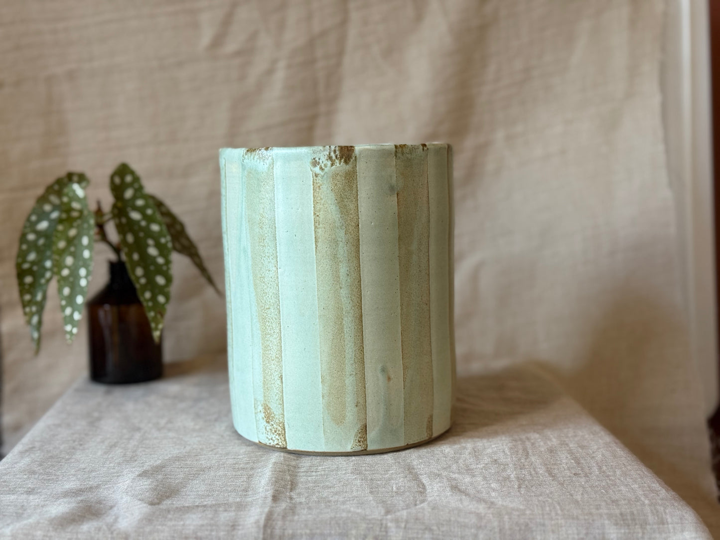 Rustic Blue Stripe - Utensil Pot