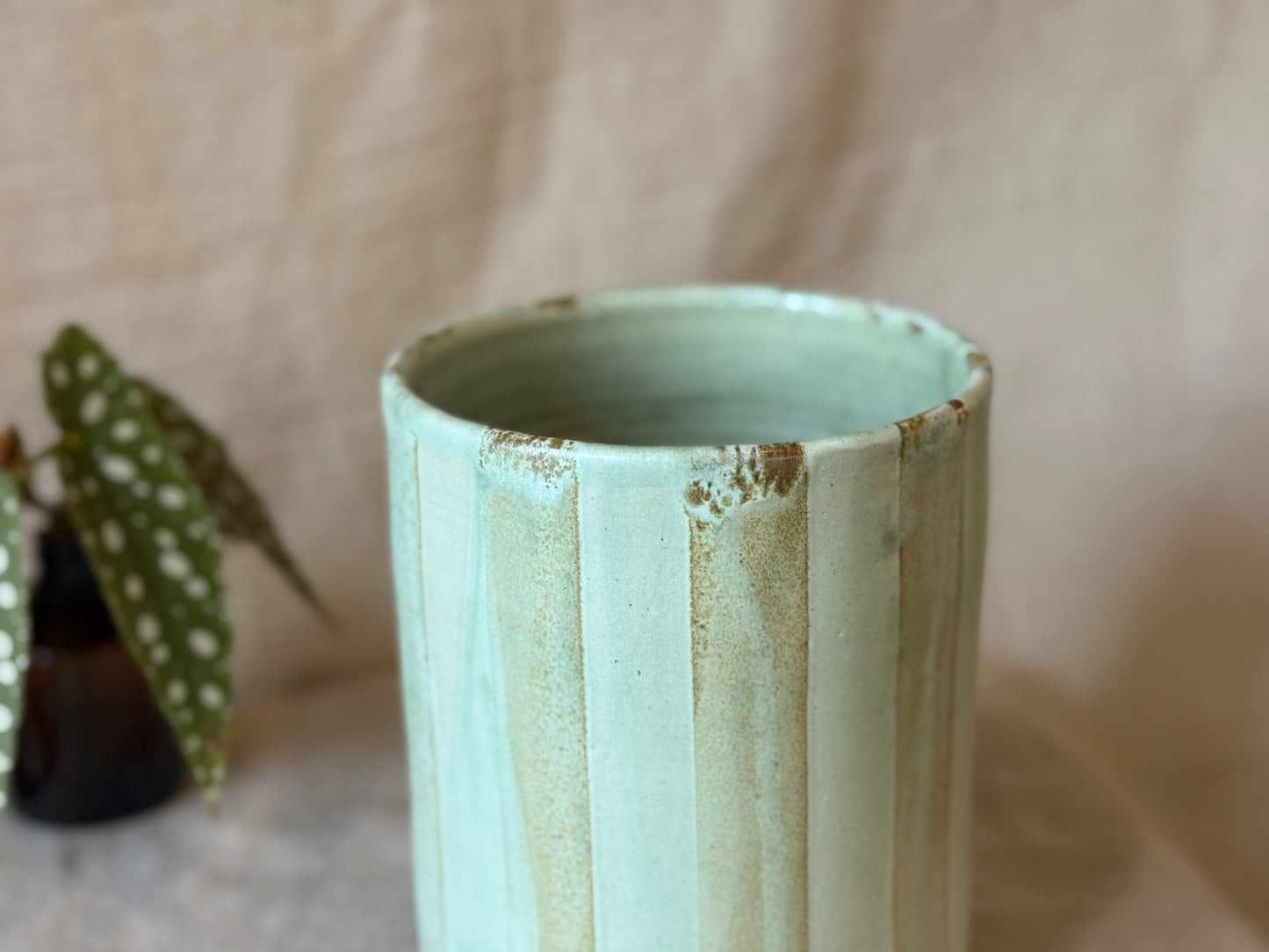Rustic Blue Stripe - Utensil Pot