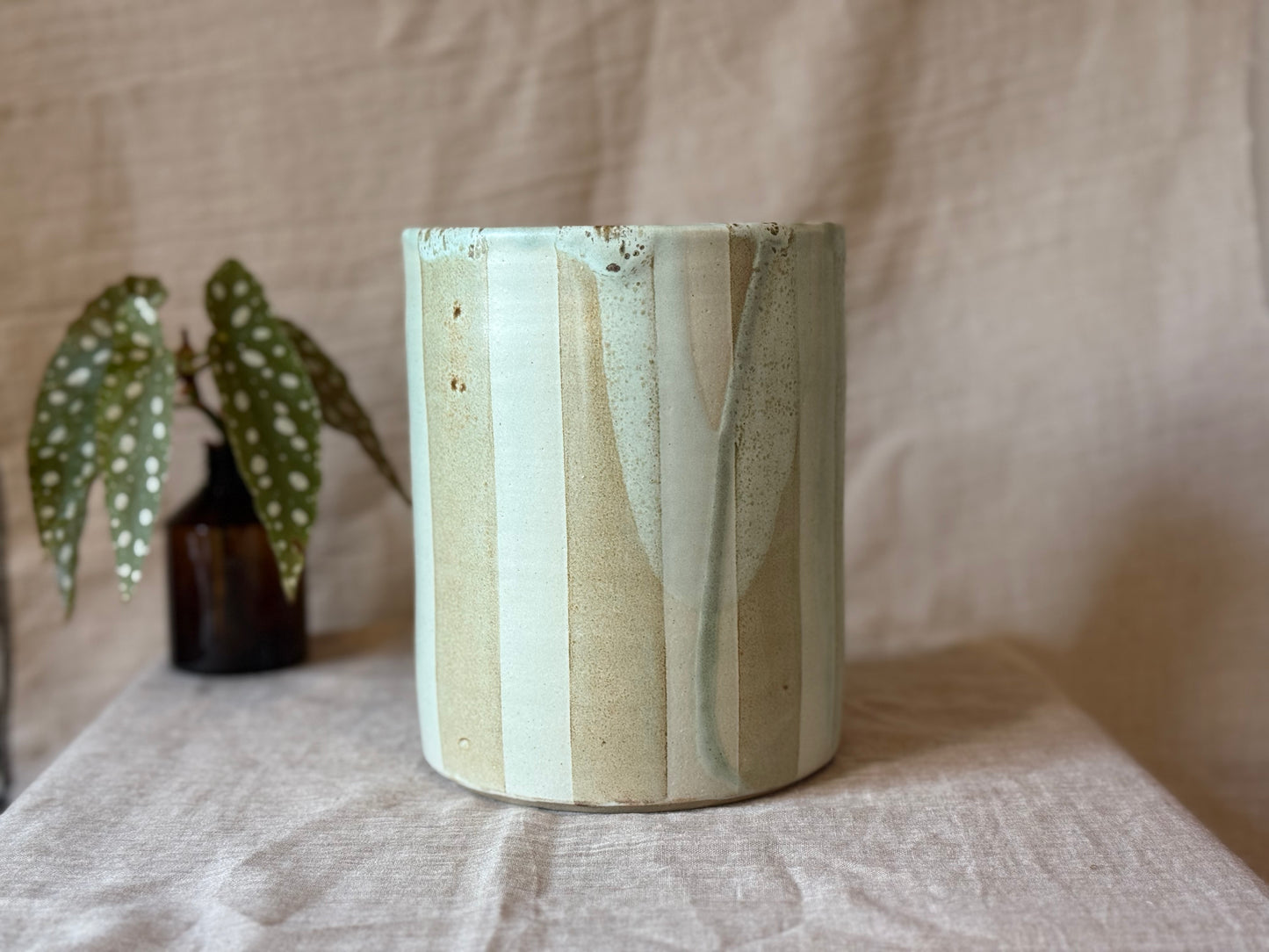 Rustic Blue Stripe - Utensil Pot
