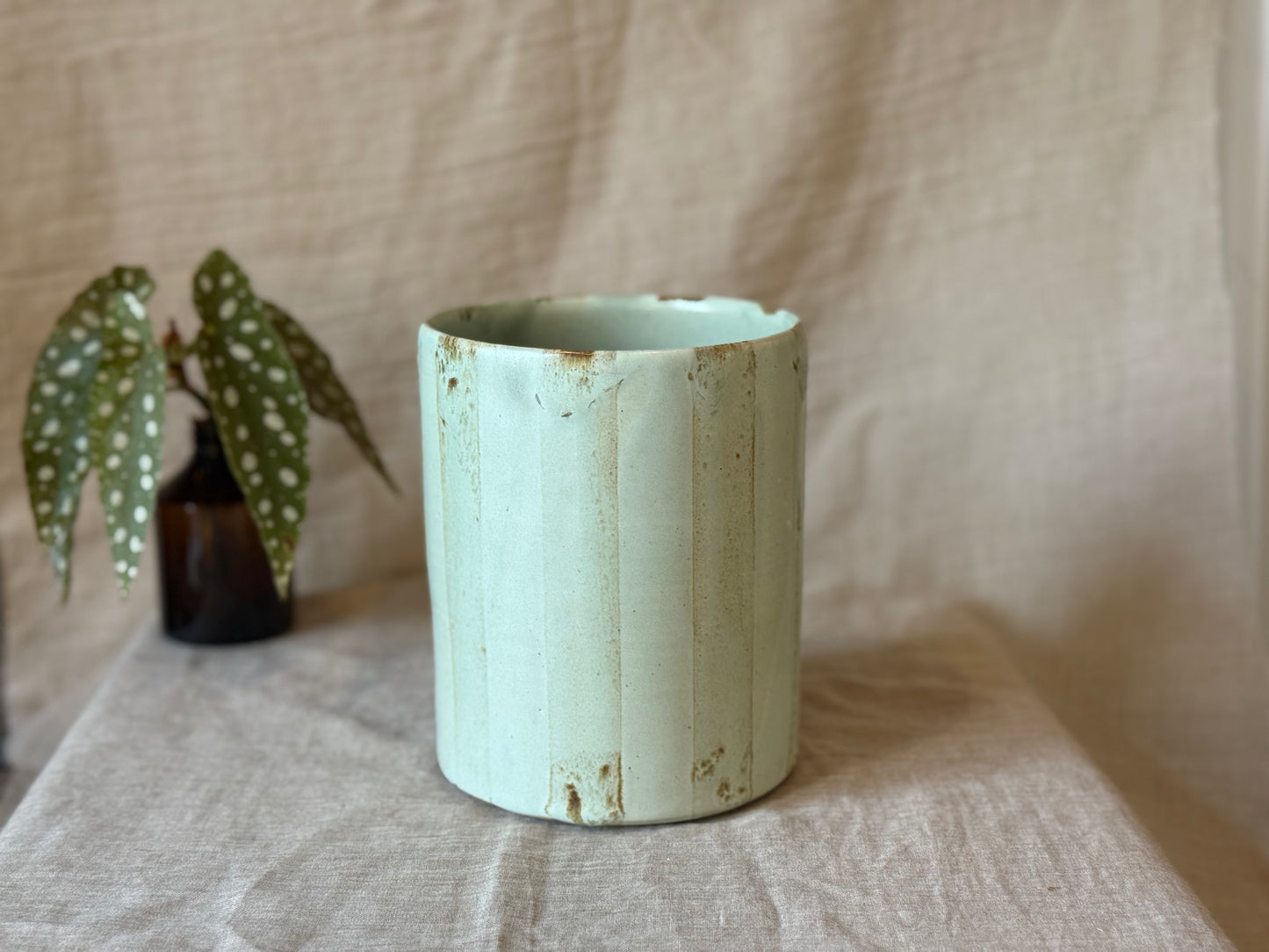 Rustic Blue Stripe - Utensil Pot