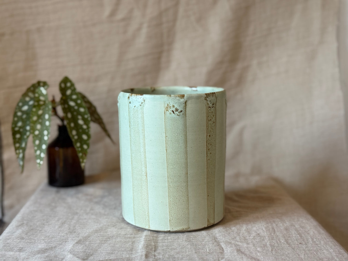 Rustic Blue Stripe - Utensil Pot
