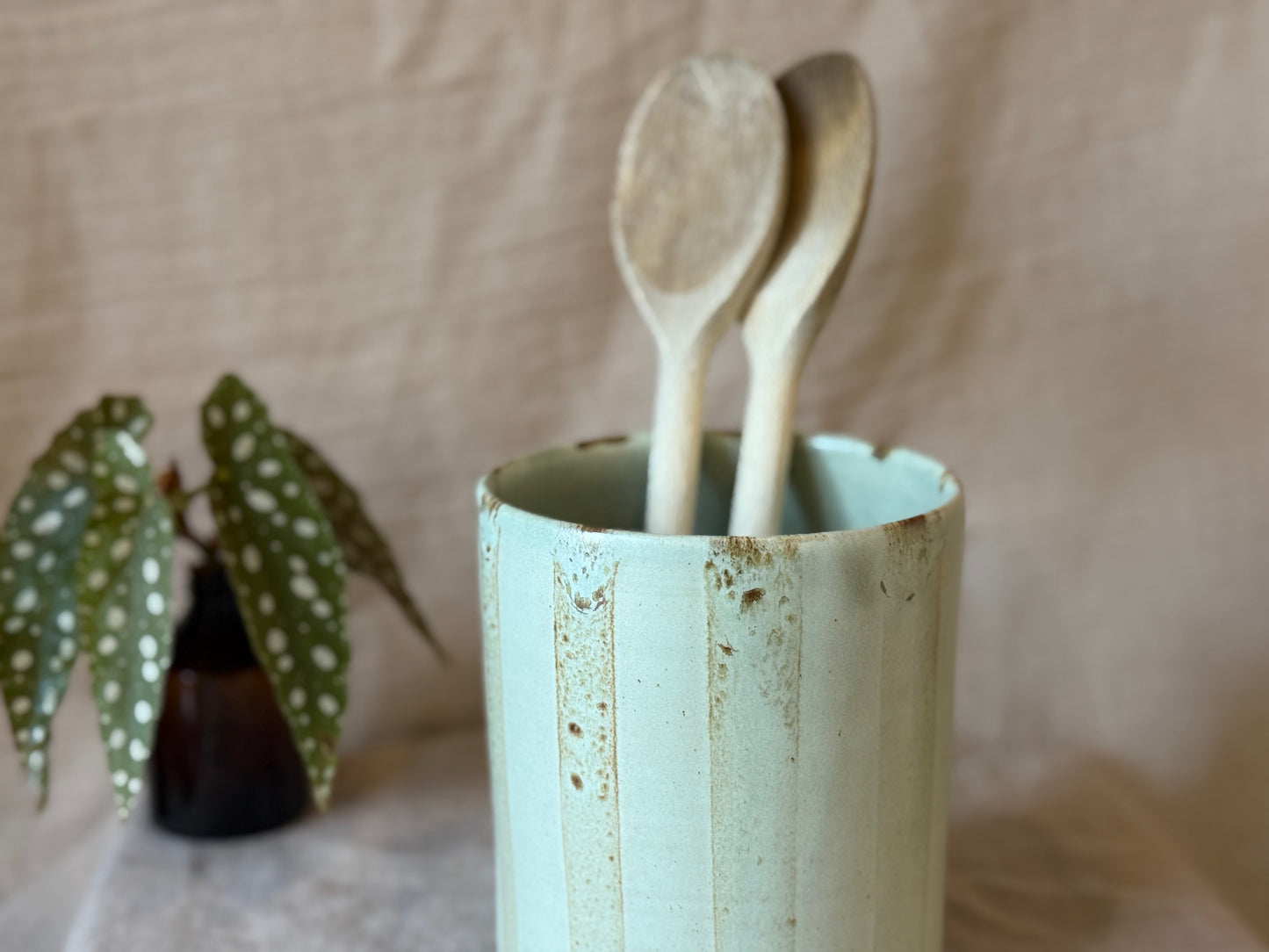 Rustic Blue Stripe - Utensil Pot