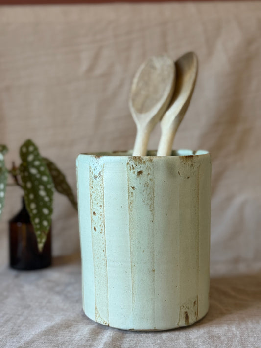 Rustic Blue Stripe - Utensil Pot